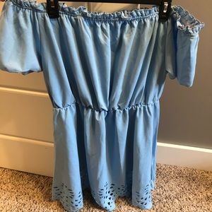 Light blue off the shoulder dress